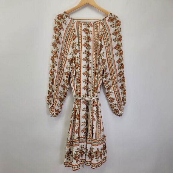 LOFT Floral Print Midi Dress - Cream and Brown - Picture 4 of 10